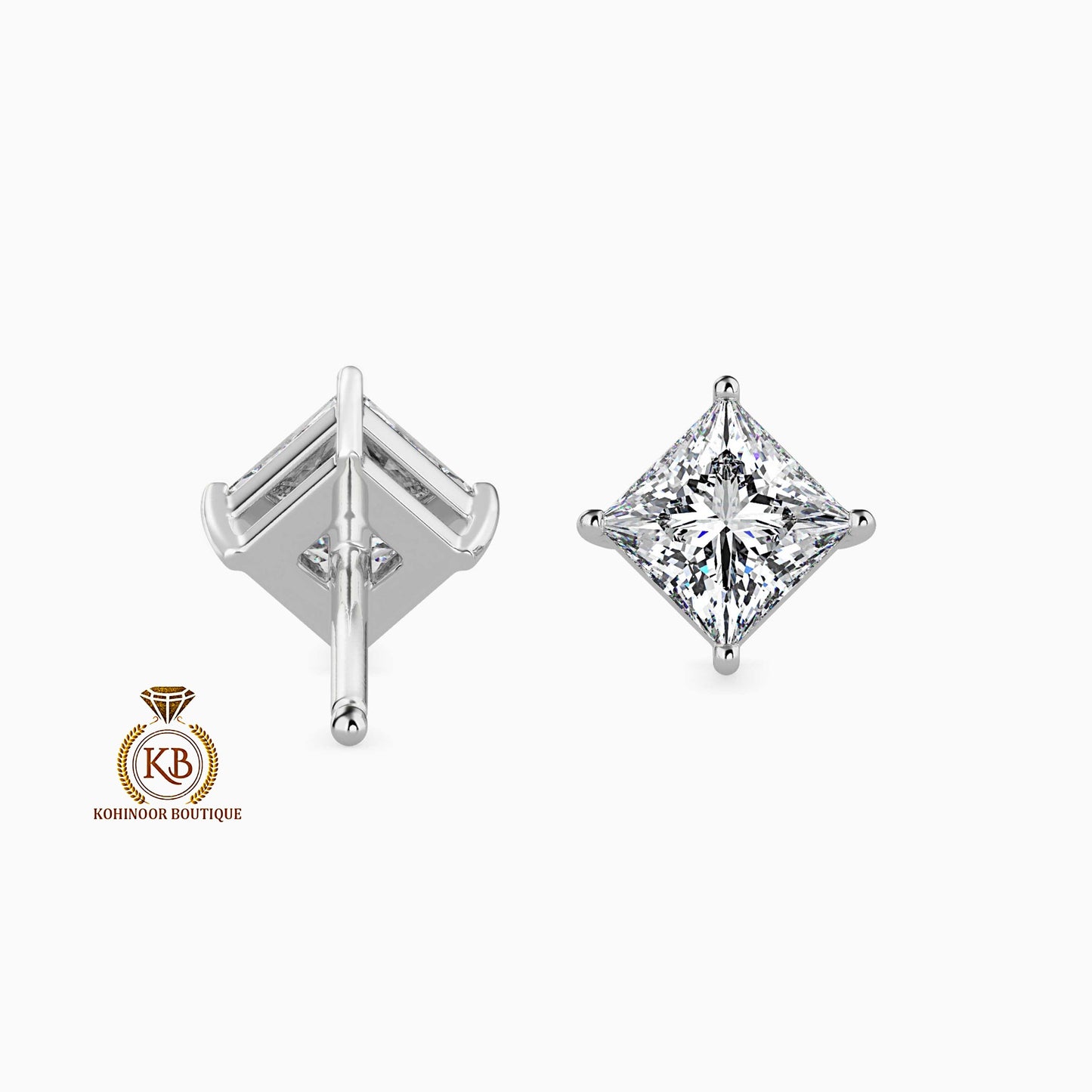 Princess Cut kite set Solitaire Moissanite Stud Earrings,Moissanite Wedding Earrings,Push Back Earrings,Anniversary Mother's Day Gift