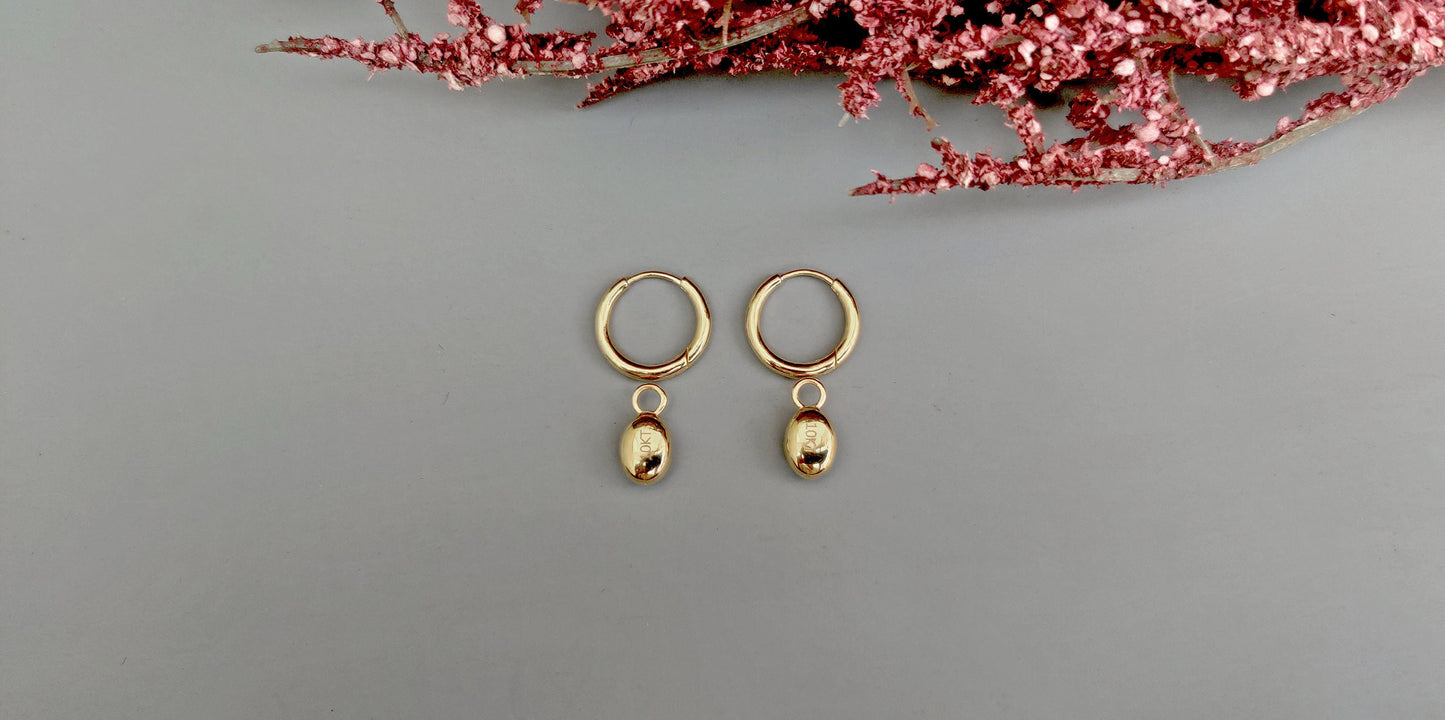 Oval Moissanite button back Georgian cut down Gypset huggie, removable hoops, statement earring, blackened gold earrings.