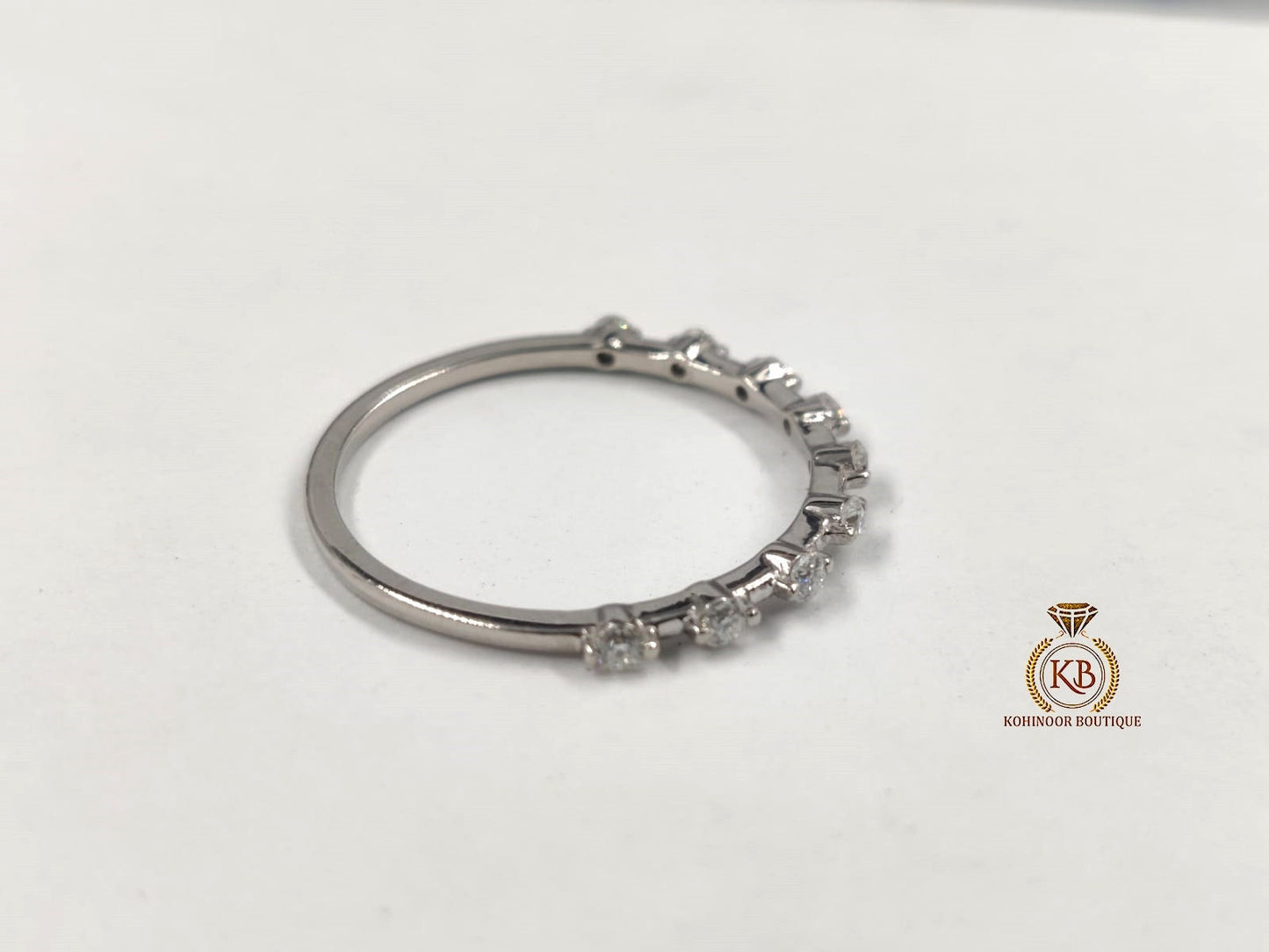 Floating Moissanite wedding band, Half\Full eternity Distance wedding ring, stackable minimalist dainty ring, ring enhancer