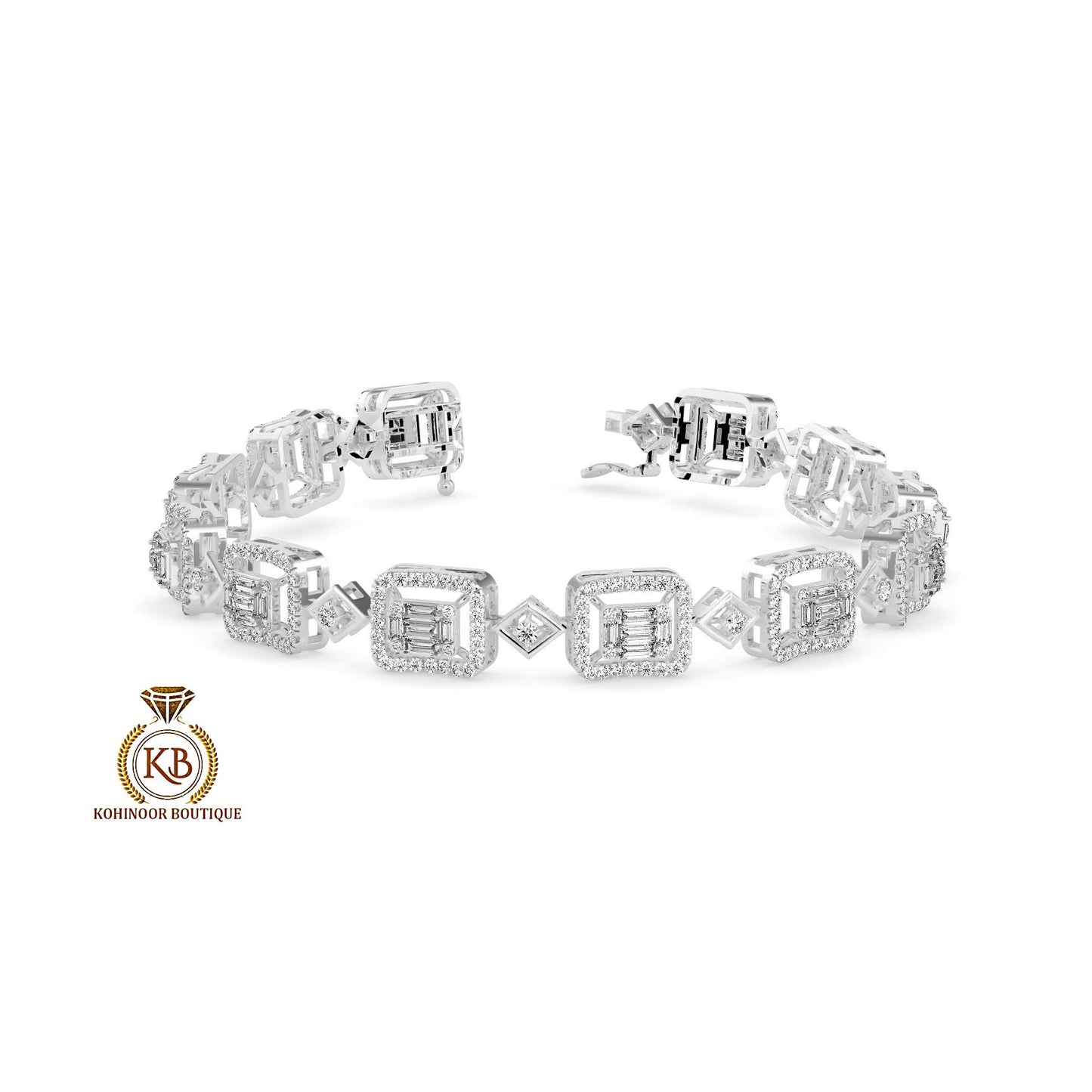 Moissanite Baguette and round Tennis Bracelet,Bracelet for women, Bracelet for her\girls, Anniversary\Birthday\Christmas gift