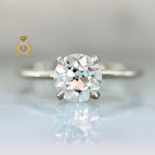Old European Cut OEC Moissanite Solitaire Engagement Ring, Ring for her, Gift for her Vintage moissanite ring for women.