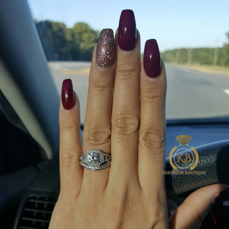 Round & Trapezoid  Halo 3 stone with side pave Moissanite Engagement Ring, rings for women, statement ring.