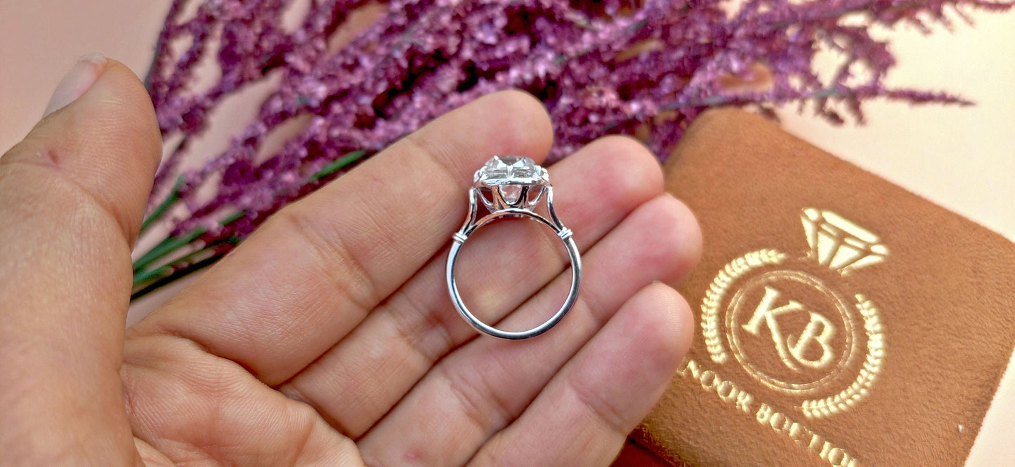 Old Mine Cushion Cut OMC Moissanite Georgian cut down set Solitaire Engagement Ring, Vintage Edwardian Ring for her, Art deco ring