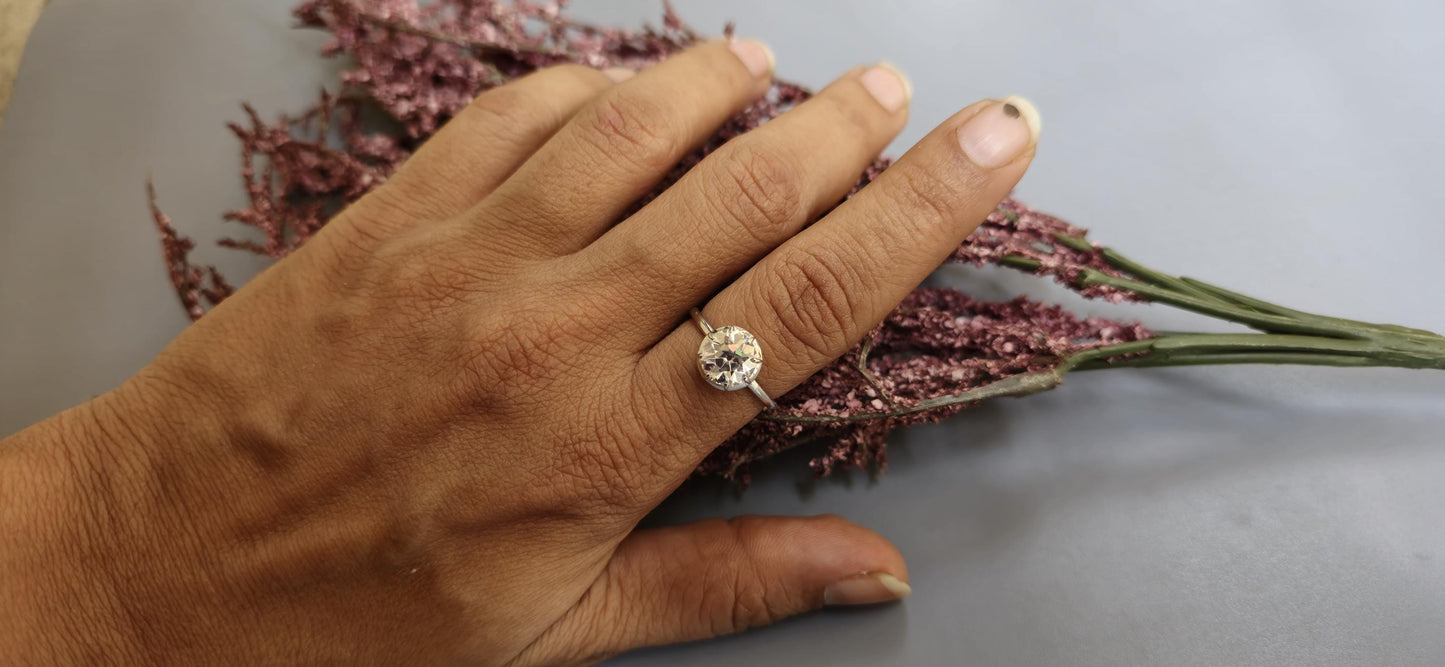 Old European Cut OEC Round Button Back Georgian Cut Down Set Moissanite Solitaire Engagement ring available in 10k,14k,18k,silver,Platinum