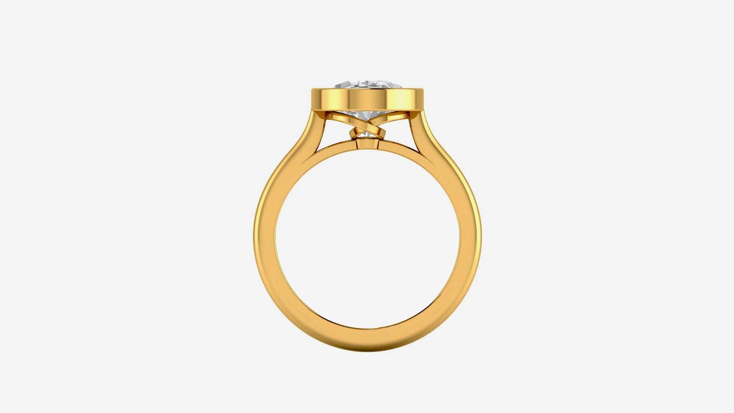 Oval Cut Moissanite Bezel set with twisted basket Solitaire Engagement Ring, Customisable in any size and shape of moissanite.