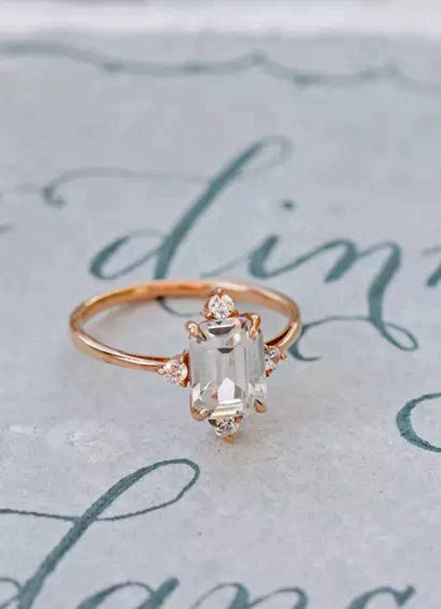 Radiant Cut Moissanite NSEW Compass set Ring Engagement ring, ring for her, gift for her, ring for women.