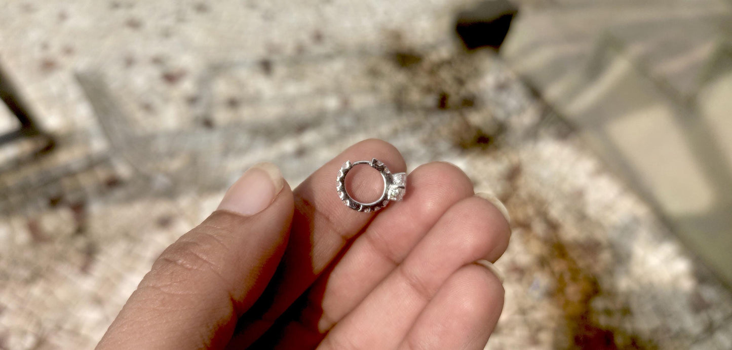 Ready to dispatch Marquise Moissanite Huggies, hoops, delicate everyday earrings for her available in 10k white gold