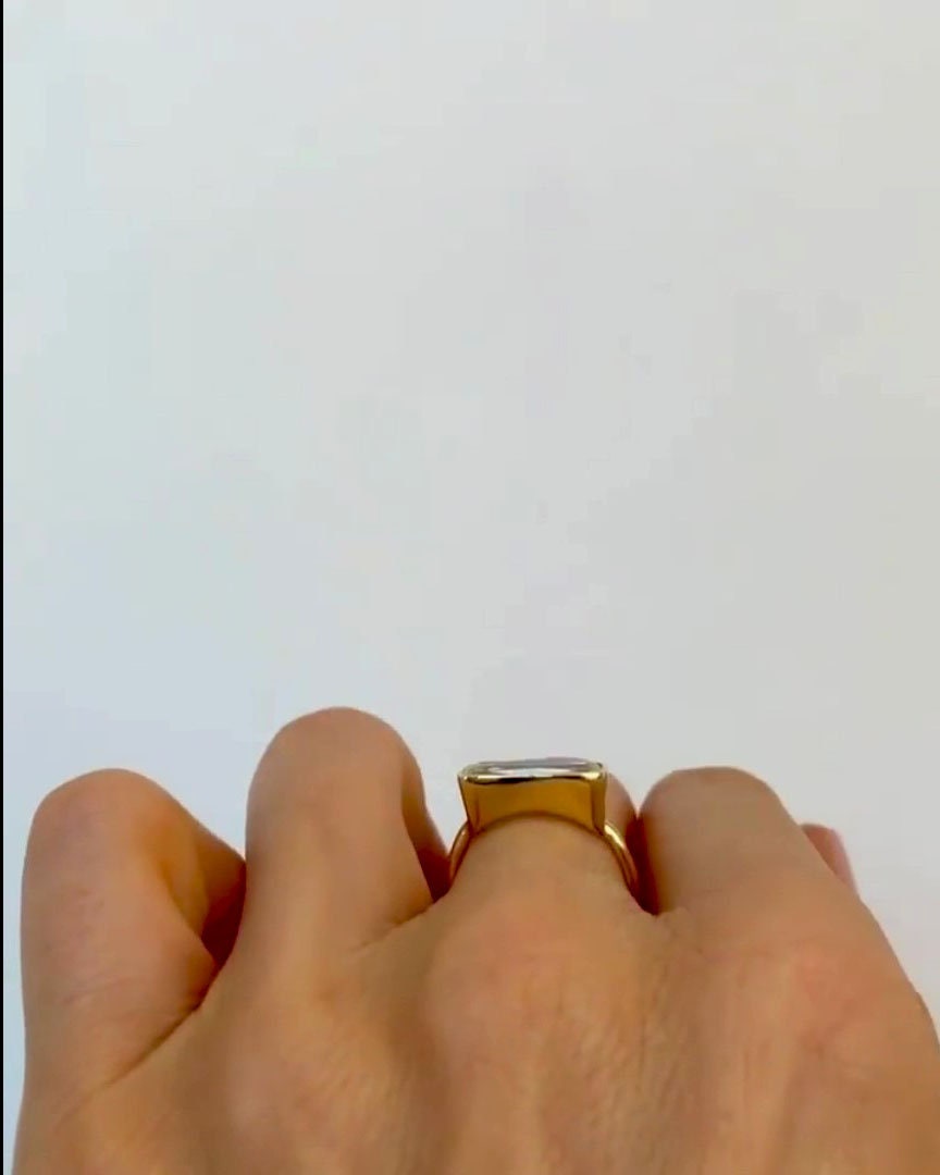 Elongated Cushion Engagement ring, Moissanite Cushion bezel East West set solitaire Ring, Ring for her, Rings for women