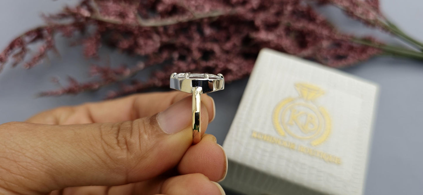 Marquise Moissanite Georgian Cut Down Set ring, ring for women, Ring for her, Statement ring, ring for women