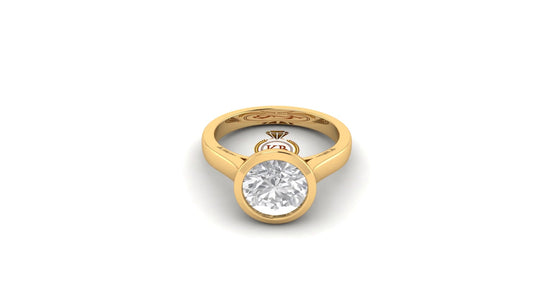 Bezel Round Cut Moissanite Cathedral set Engagement ring, ring for women, promise proposal ring for her