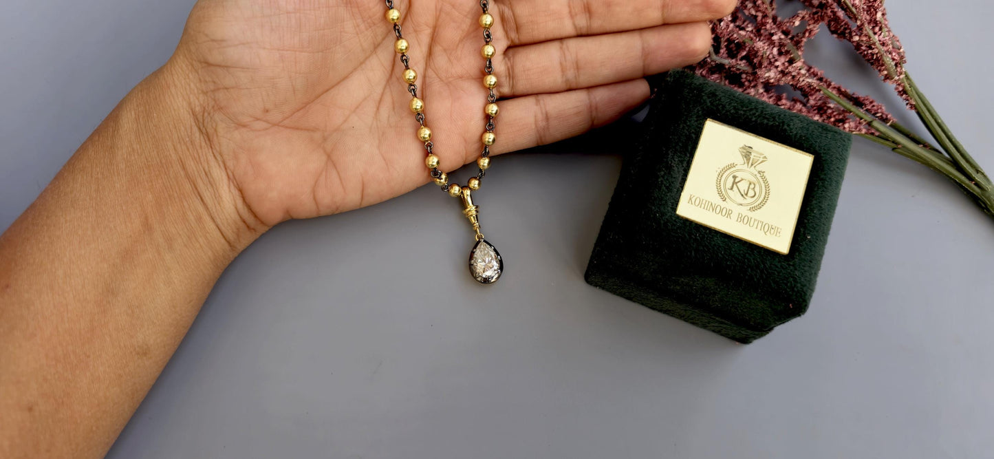 Pear Cut Moissanite Swivel Clasp Pendant, Collet set Georgian cut down set Pendant without chain, Wedding Pendant