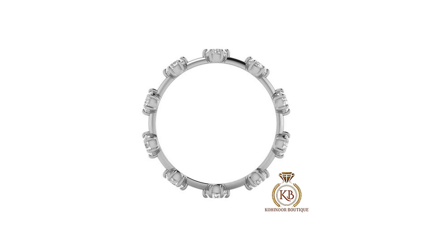 Round Moissanite Eternity band, Anniversary gift, Wedding Band in 18k\14k\10k White\Yellow\Rose Gold