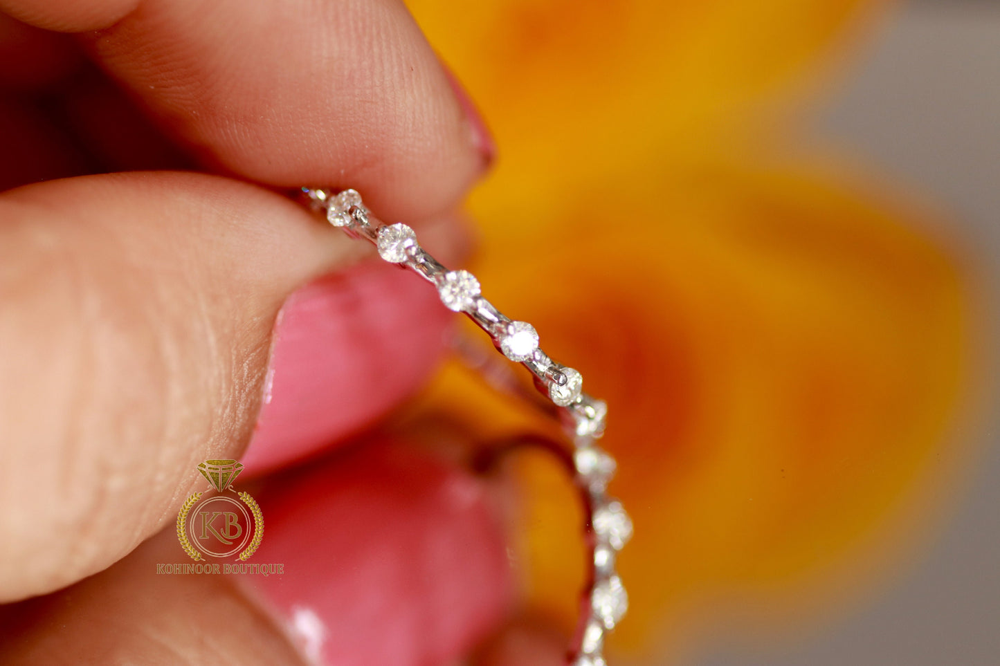 Floating Moissanite wedding band, Half\Full eternity Distance wedding ring, stackable minimalist dainty ring, ring enhancer