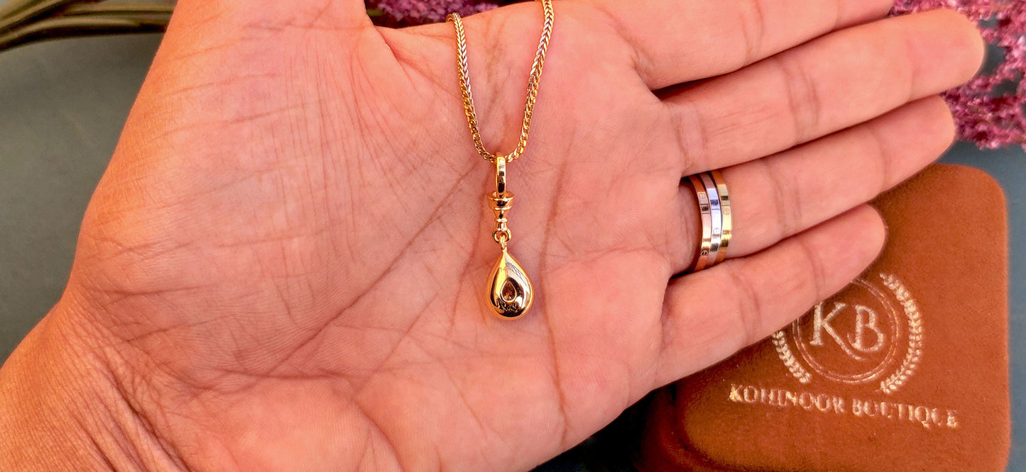 Pear Cut Moissanite Swivel Clasp Pendant, Collet set Georgian cut down set Pendant without chain, Wedding Pendant