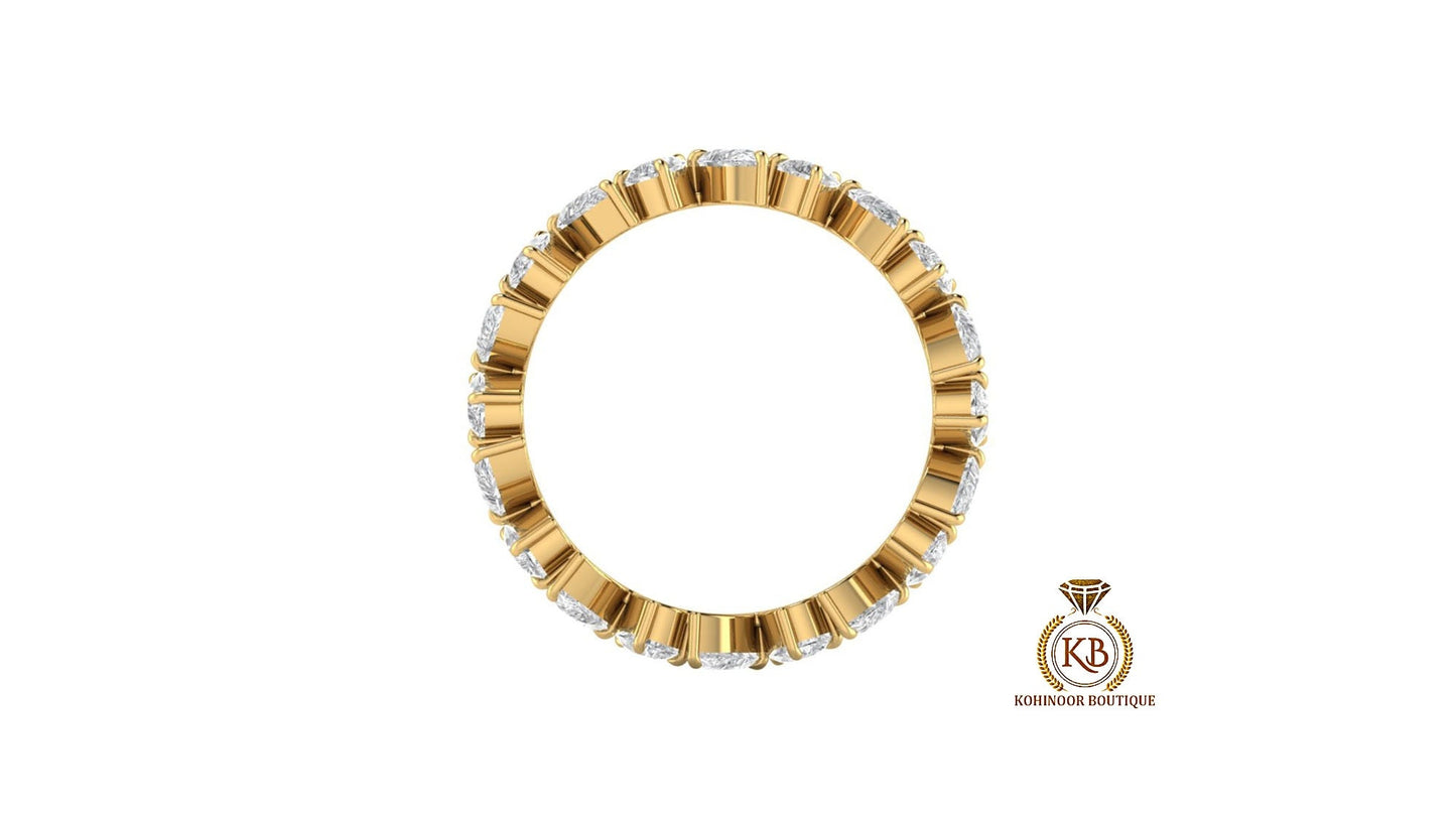 Pear Cut Moissanite half\full eternity wedding band, Bridal stackable, minimalist ring, Anniversary Ring in White\Yellow\Rose Gold