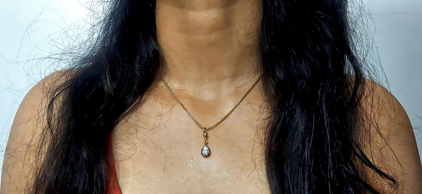 Pear Cut Moissanite Swivel Clasp Pendant, Collet set Georgian cut down set Pendant without chain, Wedding Pendant