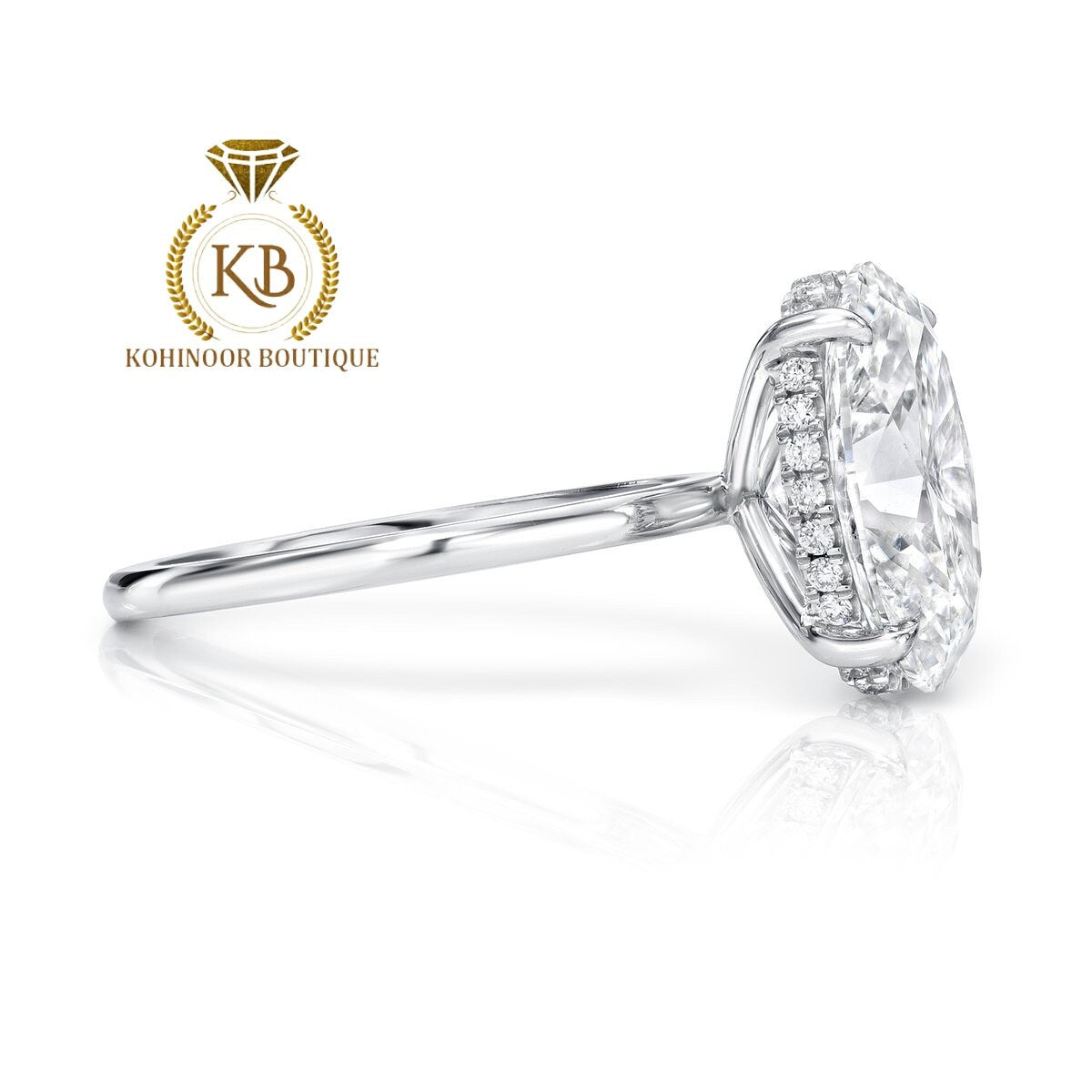 Oval Moissanite Diamond Solitaire Hidden Halo Engagement\Propose\Anniversary\Promise Ring in 18k\14k\10k White\Yellow\Rose Gold