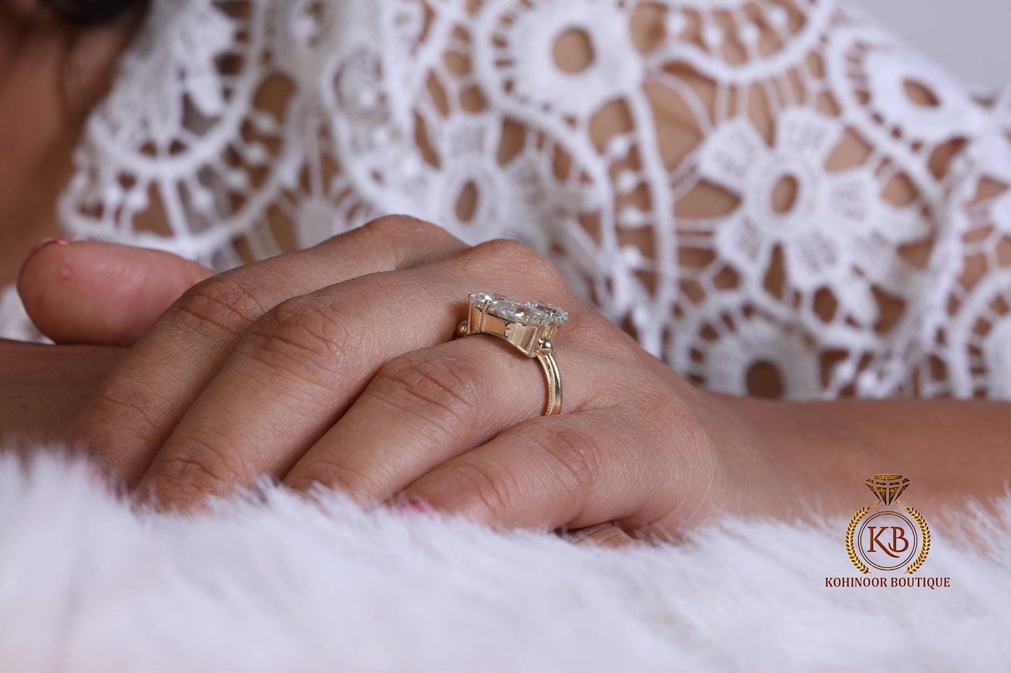 Oval Pear and Cushion Trilogy moissanite 3 stone Engagement Ring, Ring for her, Gift for Her, Right hand ring