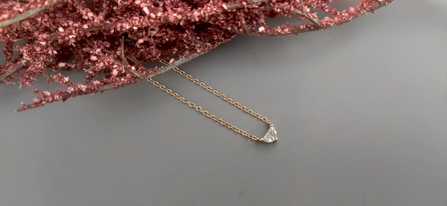 Half moon Moissanite Pendant with 18 inch cable chain, Pendant necklace for girls women, Gift for her, anniversary gift for wife