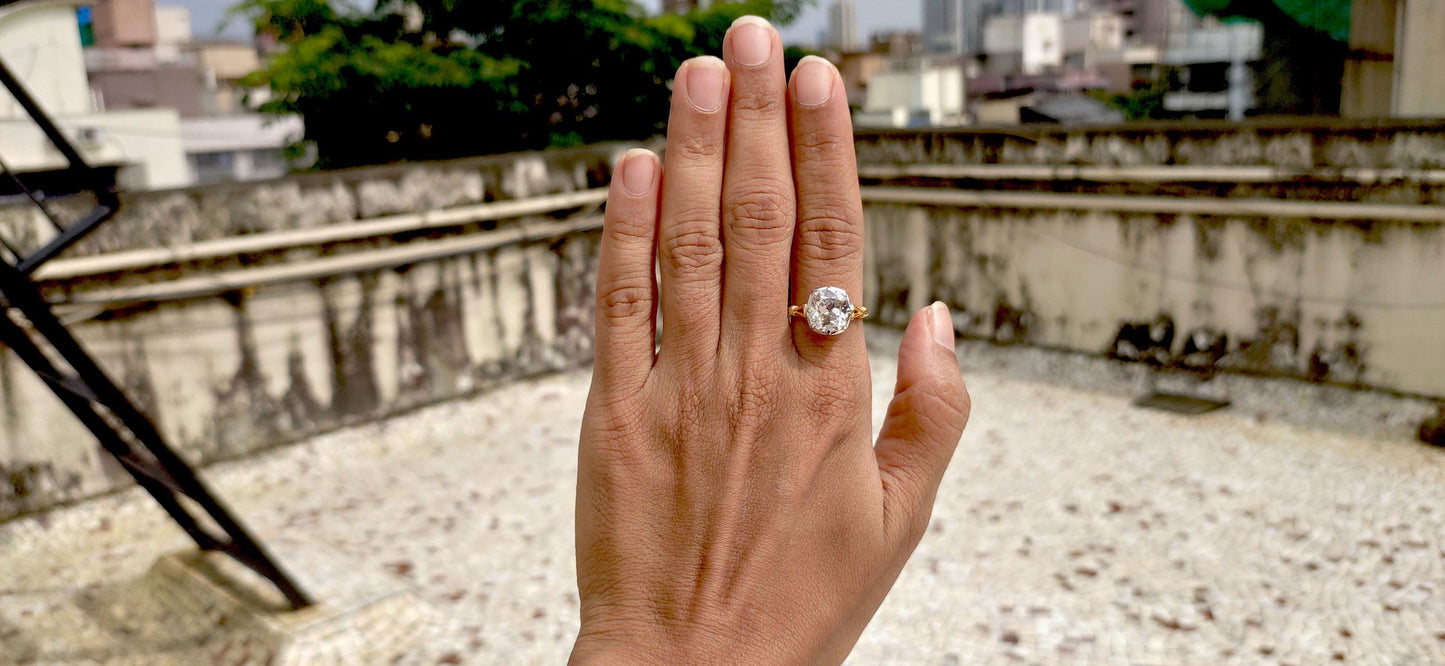 Lab grown Old Mine Cushion Cut OMC Georgian cut down set Solitaire Engagement Ring, Vintage Edwardian Ring for her, Art deco ring