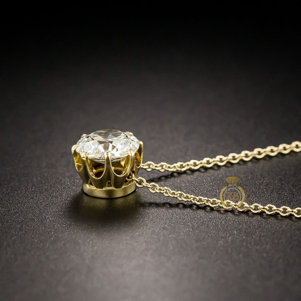 Old Mine Cut OMC Moissanite Pendent, Vintage Edwardian Antique Pendent with\without chain, Wedding Pendant, Anniversary Gift