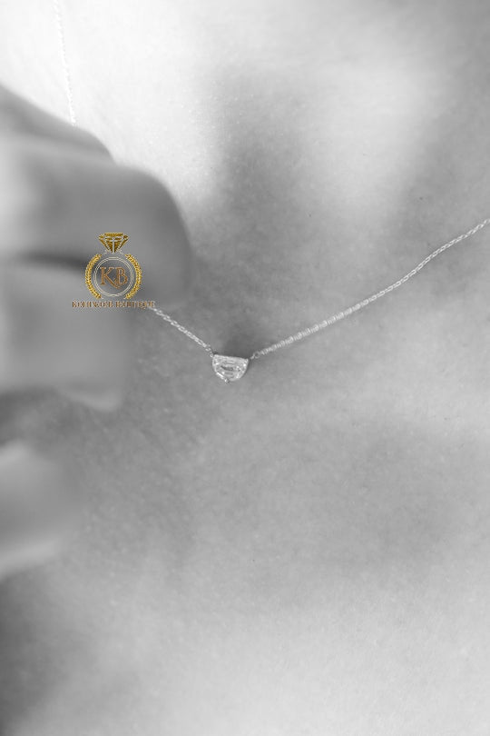 Half moon Moissanite Pendant with\without chain, Wedding Pendant, Anniversary Gift, Gift for her