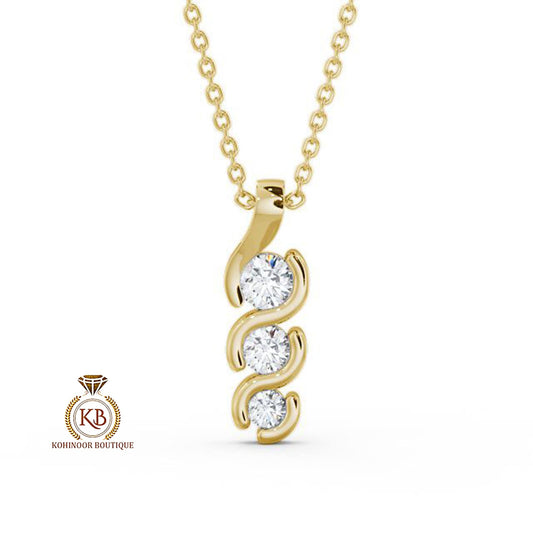 3 Stone Round Moissanite\Natural\Lab diamond Pendant without chain, Wedding Pendant, Anniversary Birthday Gift, Gift for her