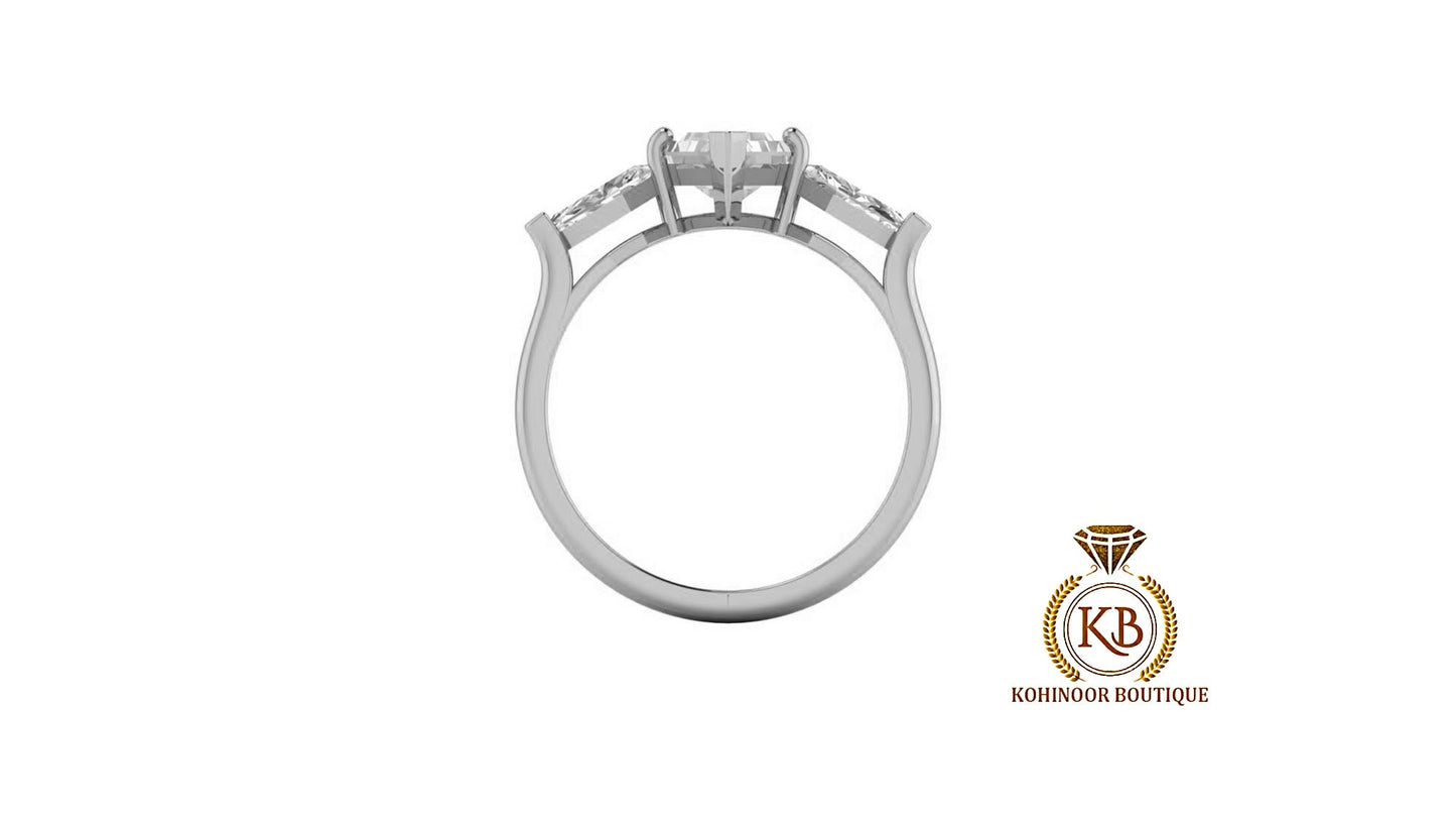 Lozenge and Shield Cut moissanite 3 stone Engagement\wedding\propose\Bridal\anniversary Ring in White\Yellow\Rose Gold