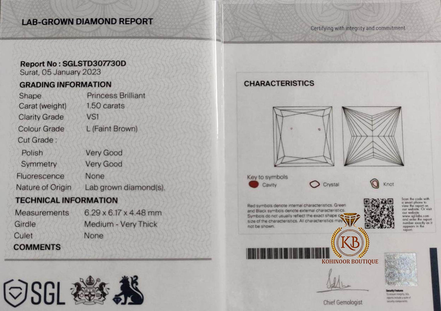 Princess Cut Lab grown diamond Solitaire Engagement Ring, CVD Ring, with SGL certificate, Ring for her, Gift for her, ring for women