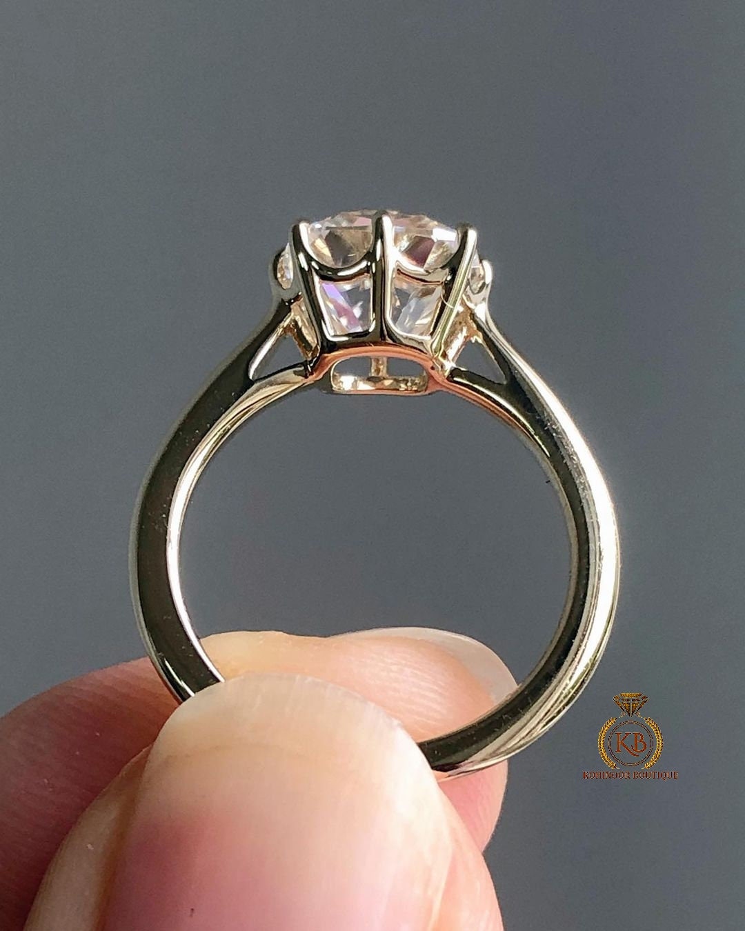 Old Mine Cut OMC Moissanite Solitaire Engagement Ring, Ring, Wedding anniversary Ring in 18k\14k\10k White\Yellow\Rose Gold