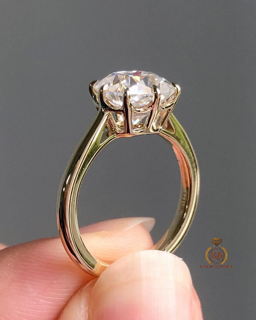 Old Mine Cut OMC Moissanite Solitaire Engagement Ring, Ring, Wedding anniversary Ring in 18k\14k\10k White\Yellow\Rose Gold