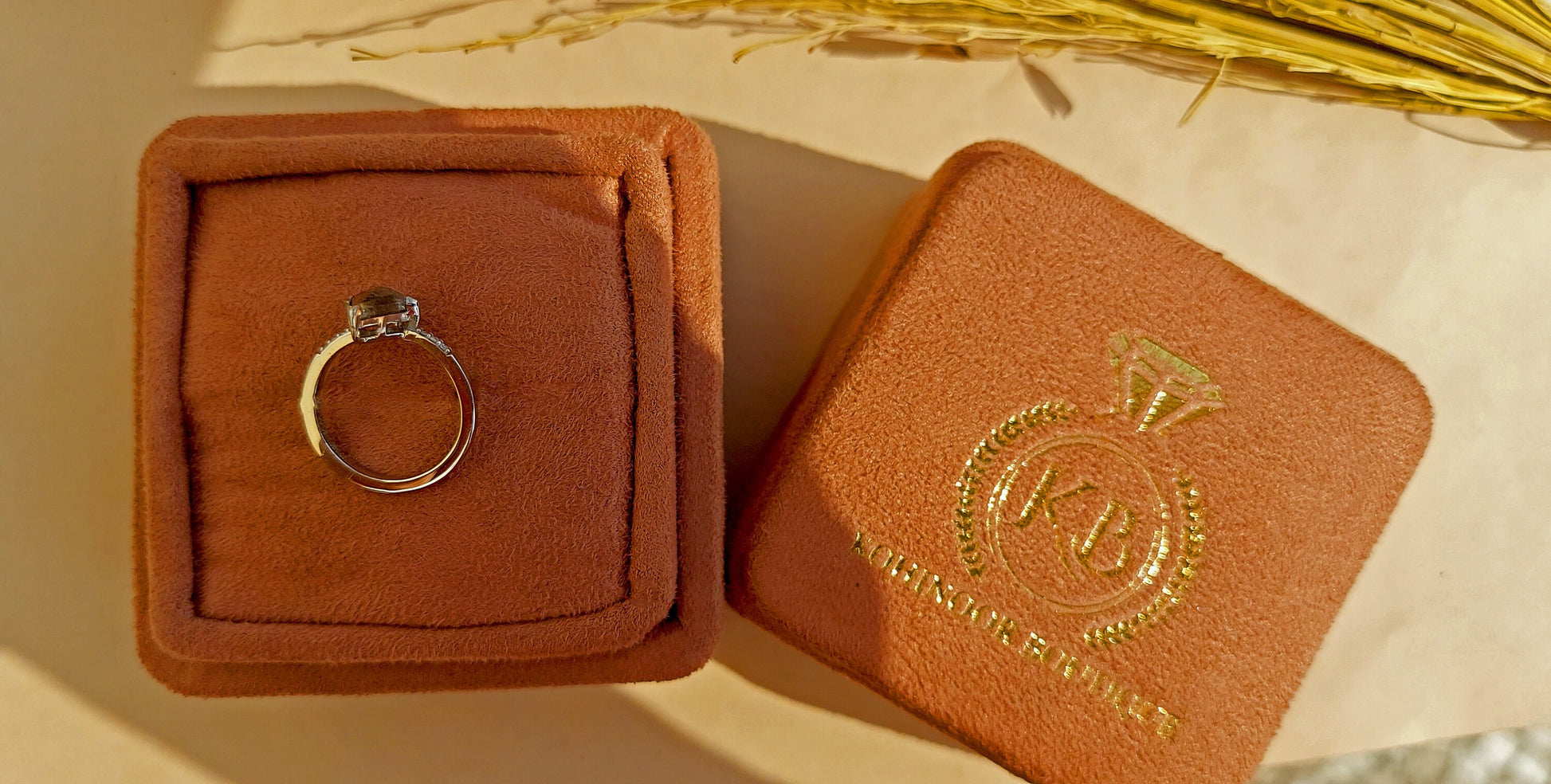 Kite Shield Cut Salt and Pepper with Moissanite side stone Engagement ring, Ring for her, Gift for her, Right hand ring