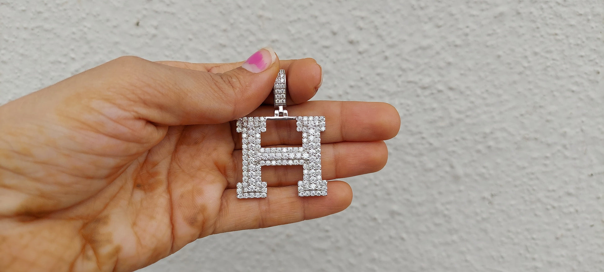 Hip Hop Pendant, Moissanite Alphabet Letter Pendant ,iced out Alphabet Initial Pendant in 10k\14k\10k Rose\White\Yellow Gold