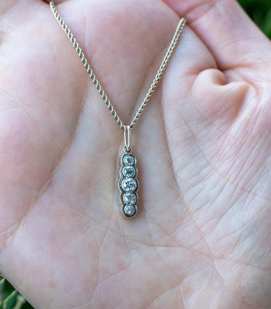 Round 5 Stone Bezel Graduated Line Drop moissanite Pendant, Pendant for girls\women, gift for mother, anniversary gift, birthday gift