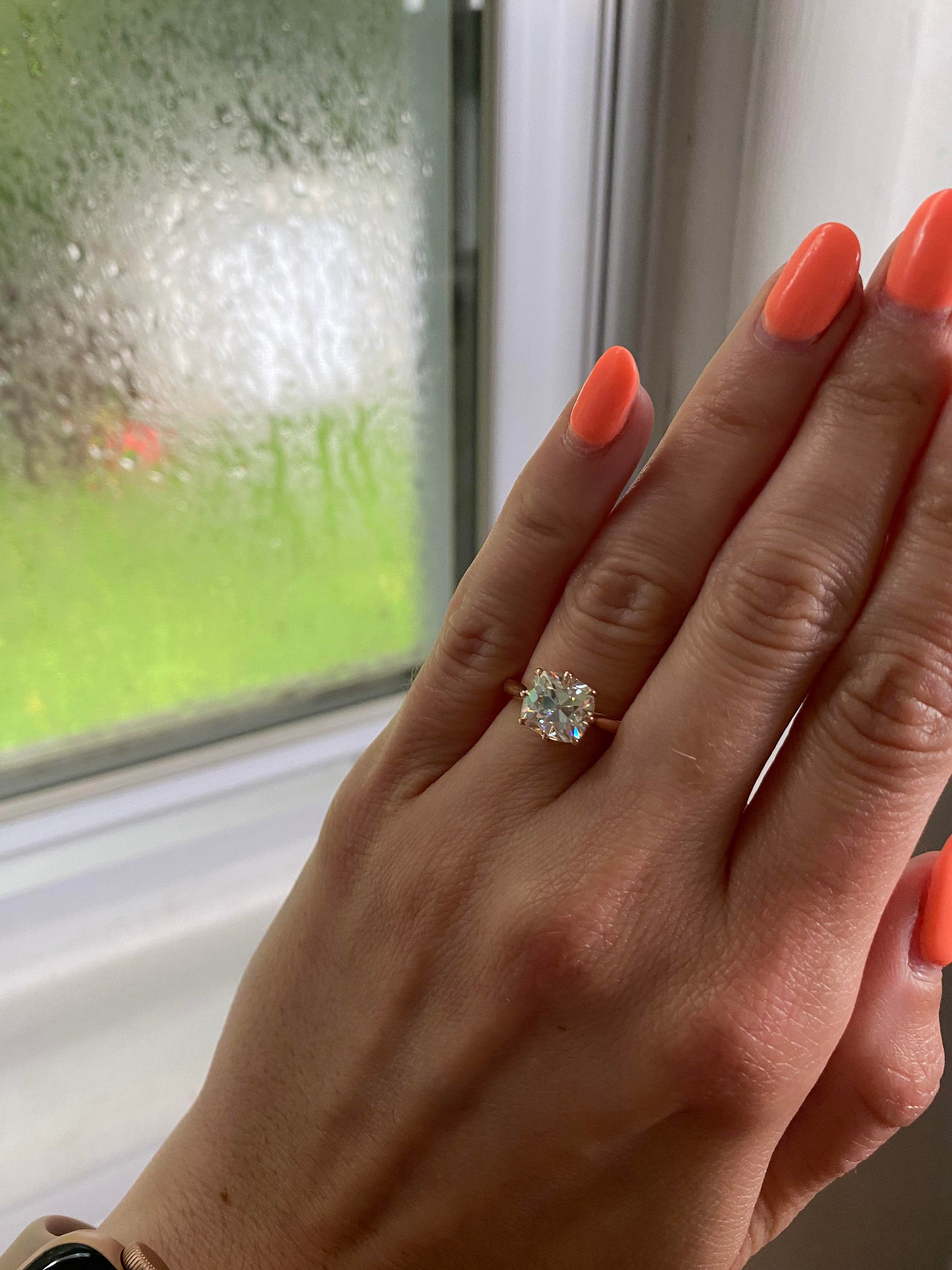 Old Mine Cut OMC Moissanite Solitaire Engagement Ring, Ring, Wedding anniversary Ring in 18k\14k\10k White\Yellow\Rose Gold