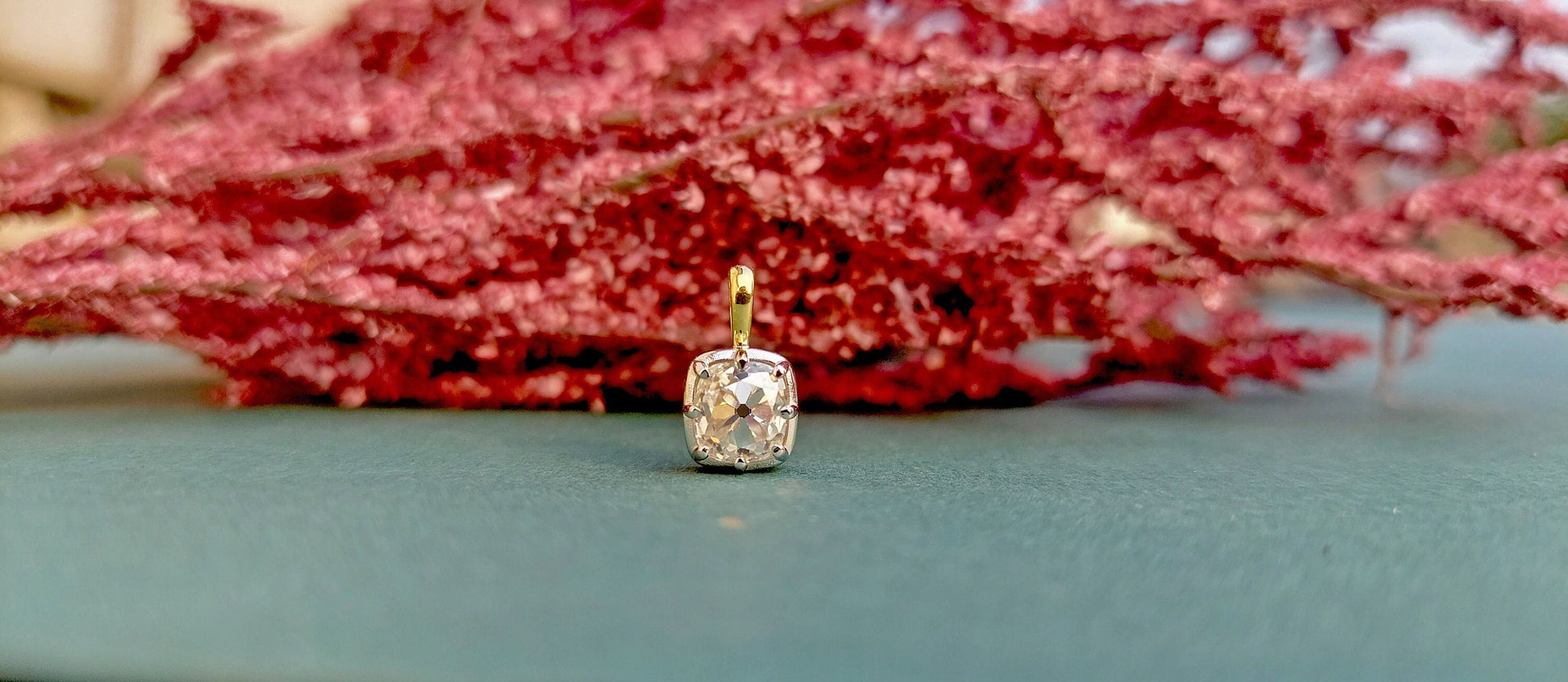 Elongated Old Mine Cut OMC Georgian Cut Down Moissanite Pendant, Vintage Edwardian Antique Pendant ,Wedding Pendant, without chain