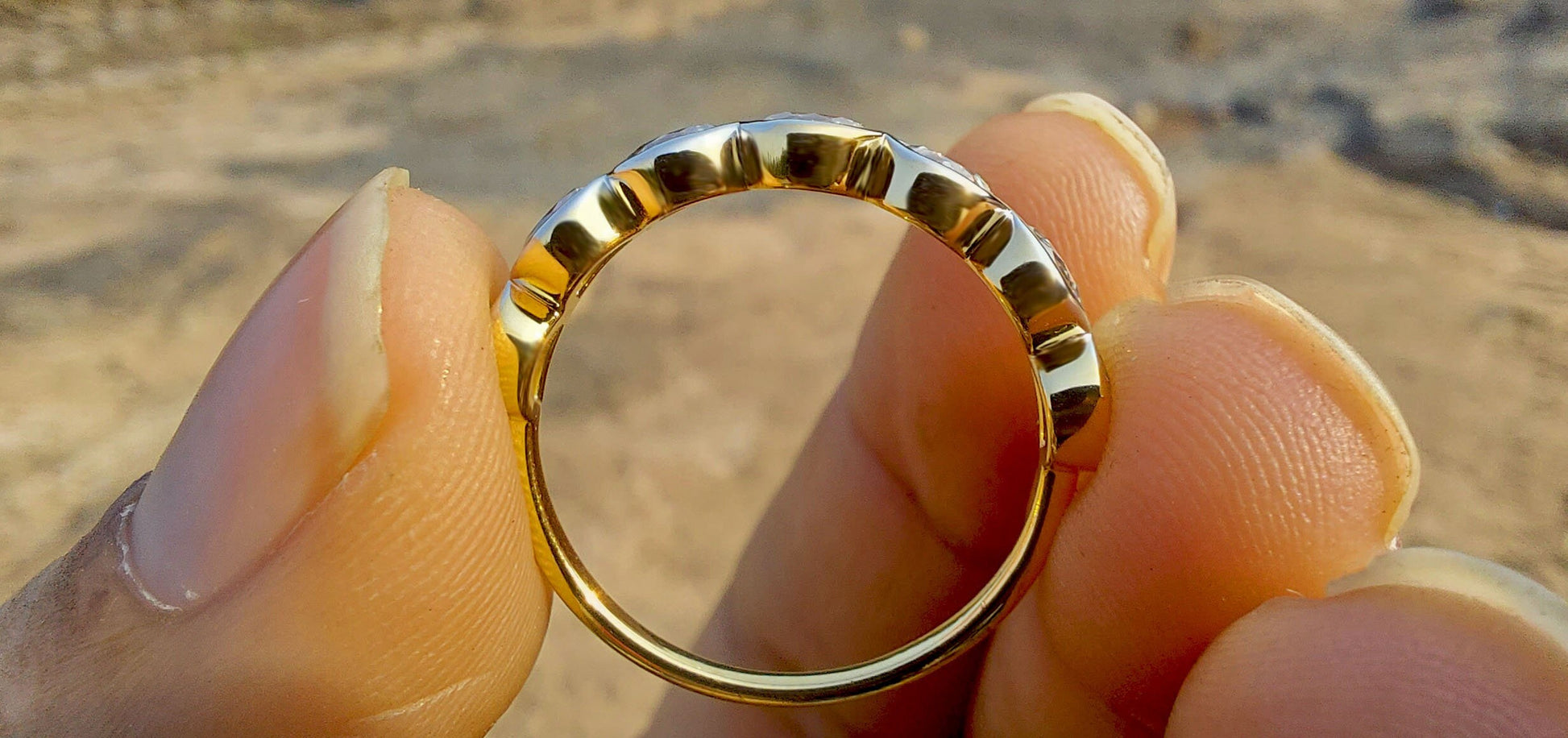 Half Moon Bezel Lace moissanite wedding band,Half eternity ring, Full eternity ring, stackable minimalist ring in White\Yellow\Rose Gold