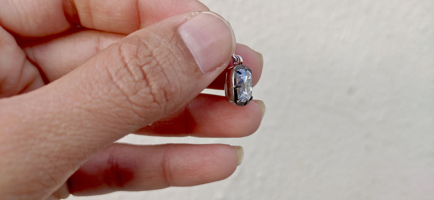 Elongated Old Mine Cut Cushion Cut Moissanite Pendant, Collet set Georgian cut down set Pendant without chain, Wedding Pendant