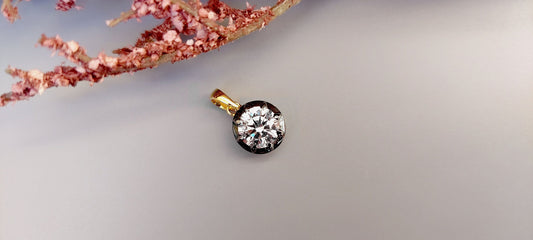 Round Cut Moissanite Pendant,also available with Swivel Clasp on request,Collet set Georgian cut down Button back set Pendant without chain.