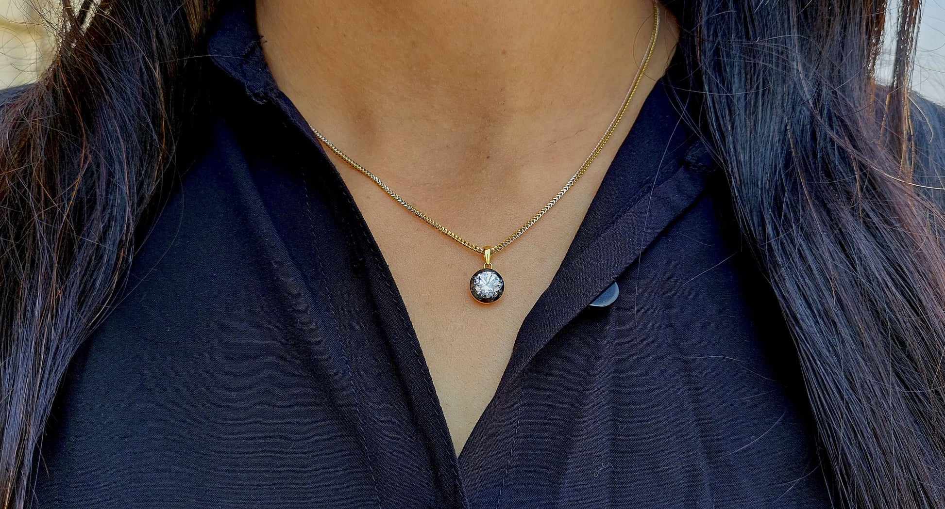 Round Cut CZ Pendant, Ready to ship, Collet set Georgian cut down Button back set Pendant without chain.