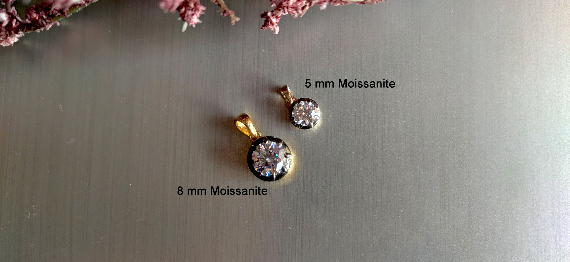 Round Cut Moissanite Pendant,also available with Swivel Clasp on request,Collet set Georgian cut down Button back set Pendant without chain.