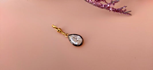 Step Cut Pear Moissanite Swivel Clasp Pendant, Collet set Georgian cut down set Pendant without chain, Wedding Pendant
