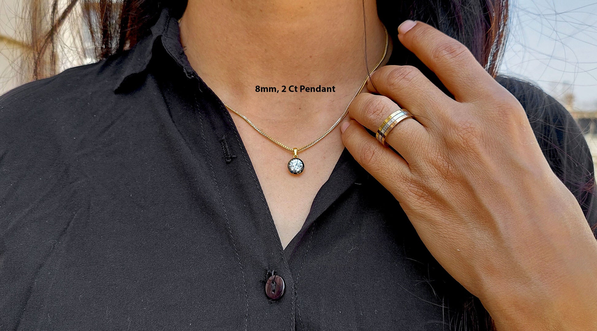Round Cut Moissanite Pendant,also available with Swivel Clasp on request,Collet set Georgian cut down Button back set Pendant without chain.