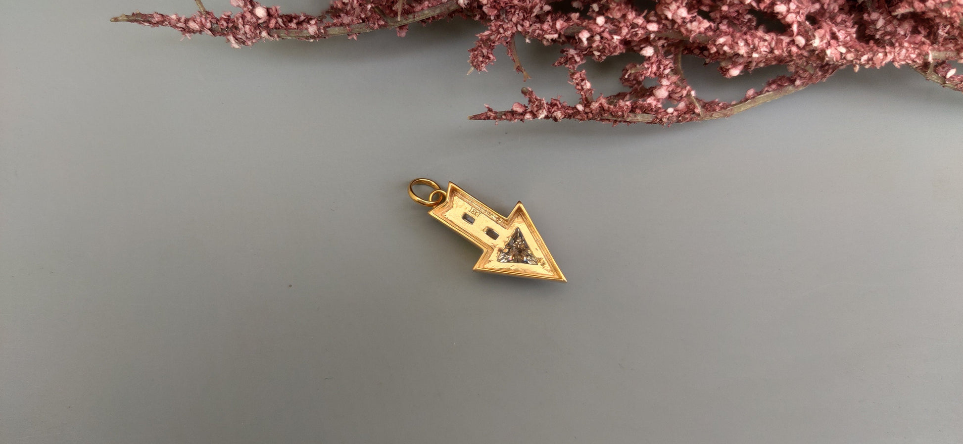 Arrow direction Triangle and baguette Cut Moissanite blackened gold Georgian Pendant without chain, Circa Vintage Arrow Talisman Pendant.