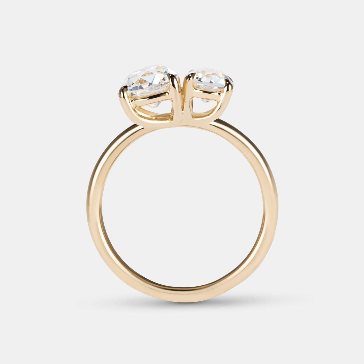 OMC Old mine cushion cut Toi Et Moi Moissanite Two stone Engagement Ring, Old Mine cut right-hand ring, gift for her, Gift for wife