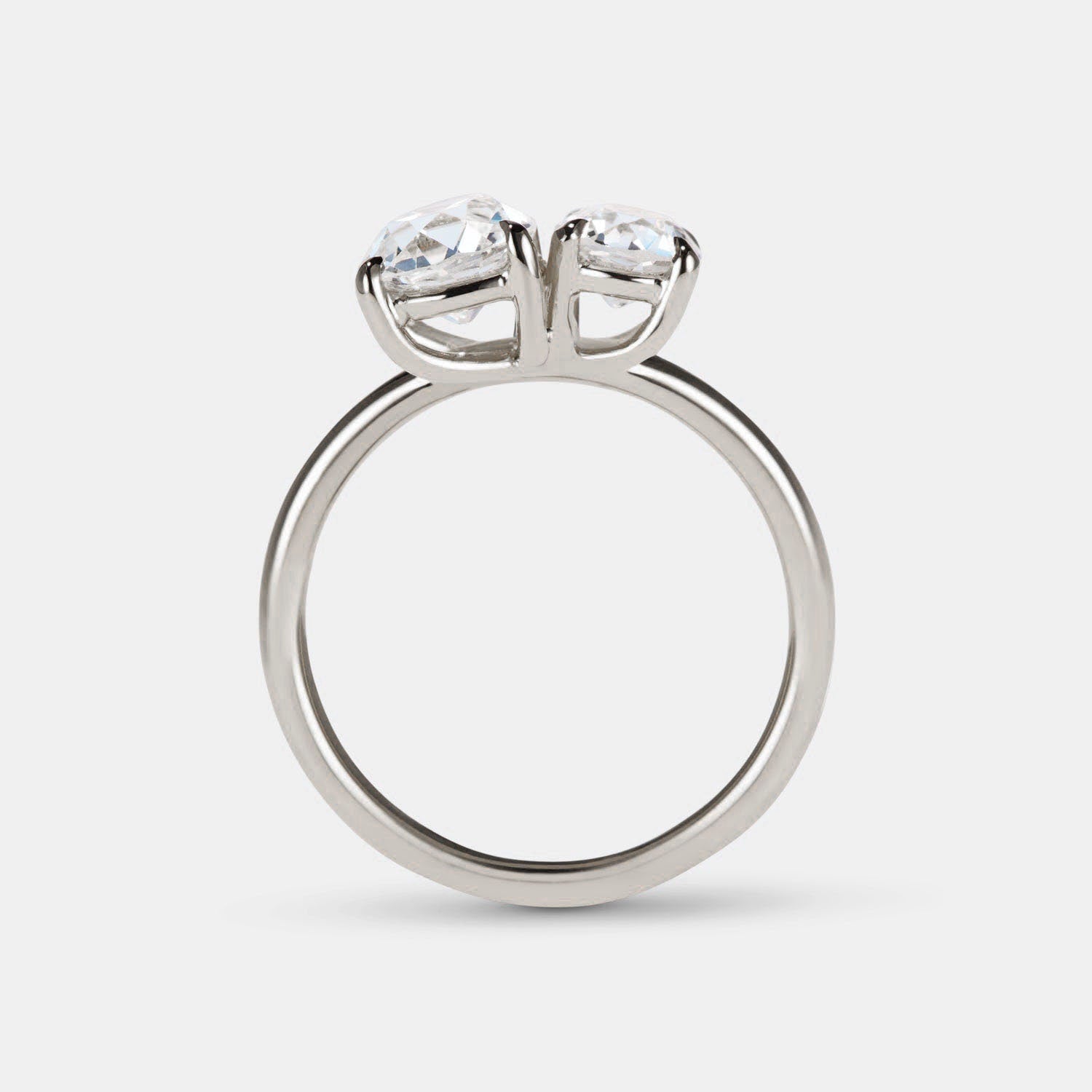 OMC Old mine cushion cut Toi Et Moi Moissanite Two stone Engagement Ring, Old Mine cut right-hand ring, gift for her, Gift for wife