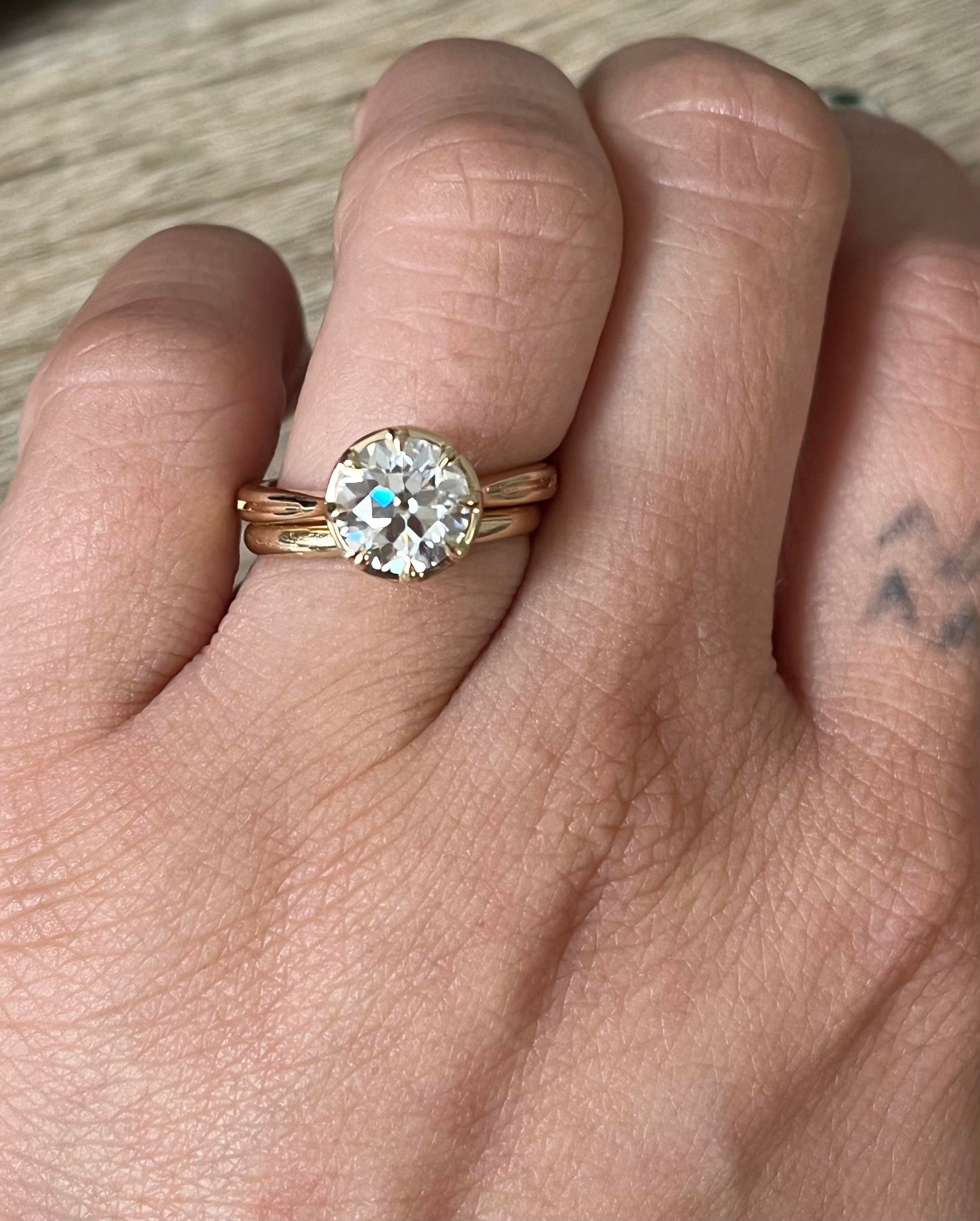 Old European Cut OEC Georgian cut down bezel set Moissanite Solitaire Engagement Ring, Ring for her, Gift for her, Promise proposal ring