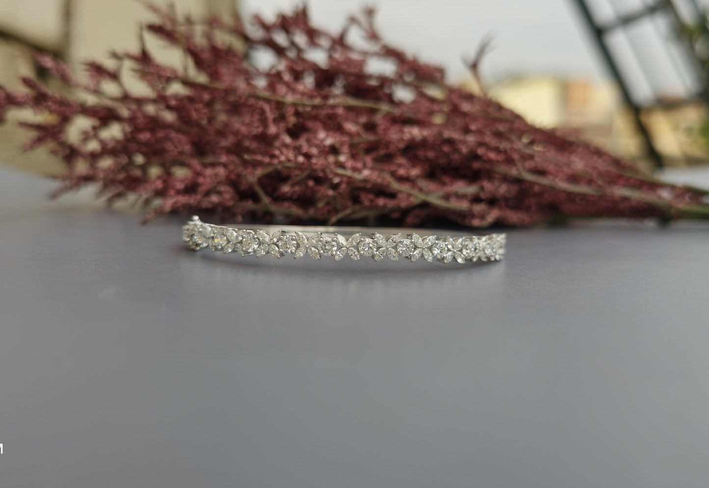 Marquise and round lab grown diamond floral bracelet, bracelet for women, bracelet for her, gift for women