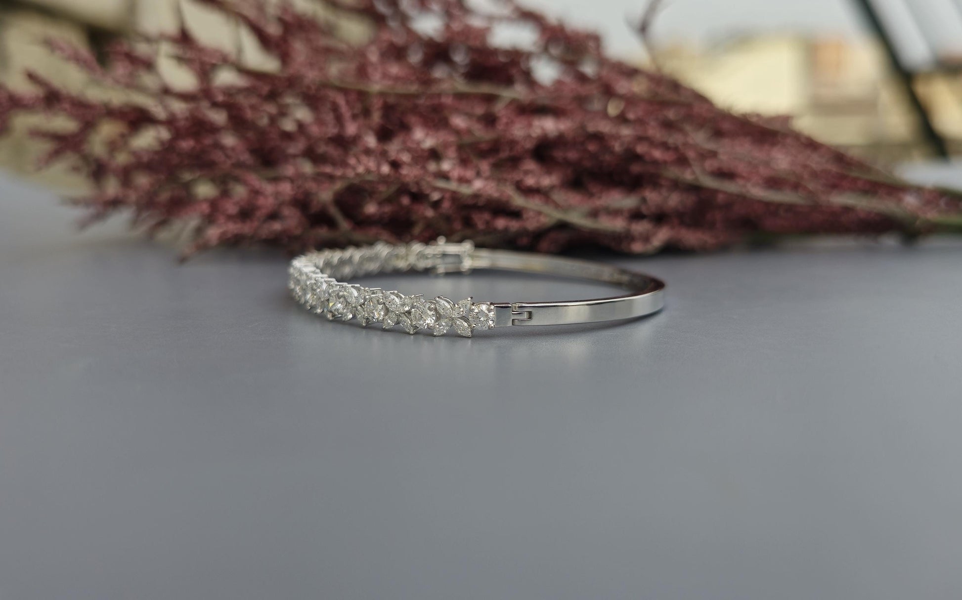 Marquise and round lab grown diamond floral bracelet, bracelet for women, bracelet for her, gift for women