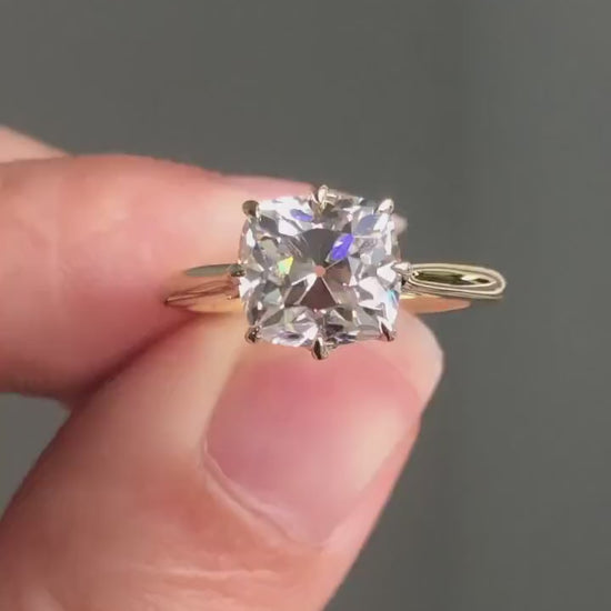 Old Mine Cut OMC Moissanite Solitaire Engagement Ring,  Ring, Wedding anniversary Ring in 18k\14k\10k White\Yellow\Rose Gold